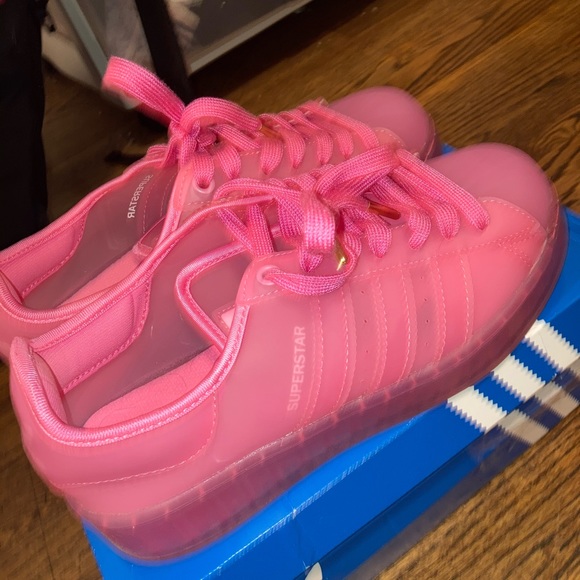 Adidas jelly superstars in neon pink - Picture 8 of 11